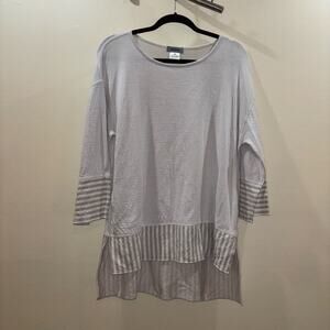 Iridium 100% Pima Cotton Striped Lagenlook Oversized Shirt – Size XS